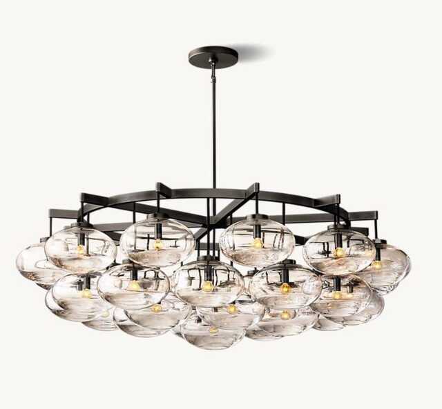 1950S Mid-Century Modern Sputnik Chandelier Brass Mobile Pendant Light With Glass Balls - image 1