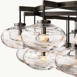 1950S Mid-Century Modern Sputnik Chandelier Brass Mobile Pendant Light With Glass Balls - thumbnail 3