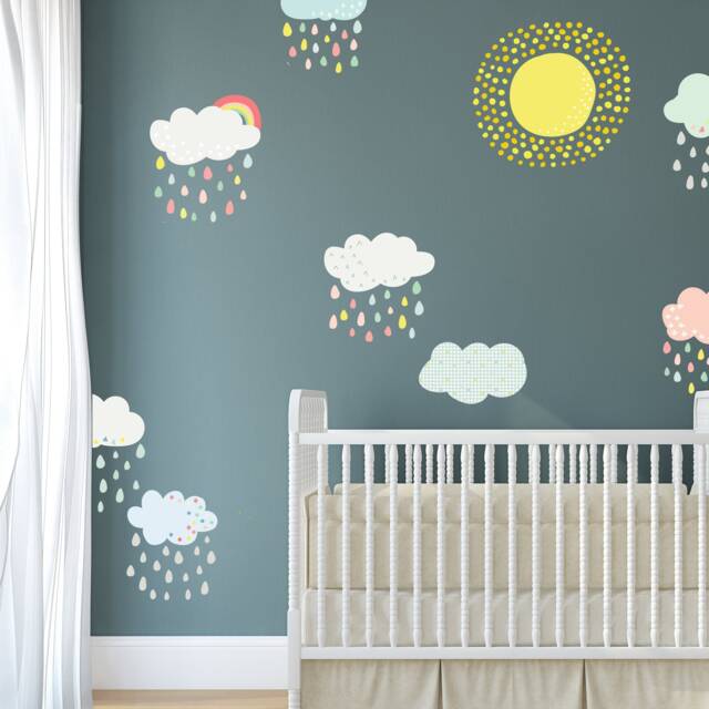 Patterned Cloud Fabric Wall Stickers - Repositionable Decals - image 1