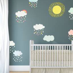 Patterned Cloud Fabric Wall Stickers - Repositionable Decals