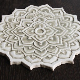 Ethnic Design Ceramic Garden Tile Set, Mandala Wall Art - Set Of 3 - thumbnail 3