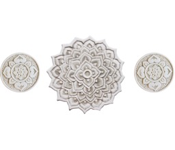 Ethnic Design Ceramic Garden Tile Set, Mandala Wall Art - Set Of 3 - thumbnail 1
