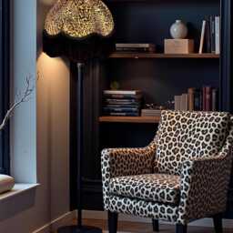 Leopard Animal Print Fabric Dome Lampshade With Black Fringe, Made in The UK - thumbnail 2