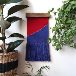 Handwoven Wool & Cotton Wall Tapestry Modern Art Deco Hanging - thumbnail 2