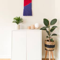 Handwoven Wool & Cotton Wall Tapestry Modern Art Deco Hanging - thumbnail 4