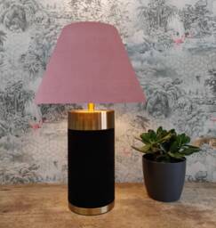 Light Pink Steeply Tapered Lampshade in Velvet With Choice Of Lining