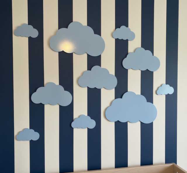 Cloud Wall Set - Laser Cut Acrylic Or Wood Custom Colour Nursery Decor Kids Bedroom Art 10 Clouds - image 1