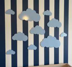 Cloud Wall Set - Laser Cut Acrylic Or Wood Custom Colour Nursery Decor Kids Bedroom Art 10 Clouds - thumbnail 1