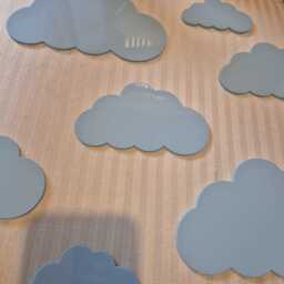 Cloud Wall Set - Laser Cut Acrylic Or Wood Custom Colour Nursery Decor Kids Bedroom Art 10 Clouds - thumbnail 3