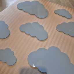 Cloud Wall Set - Laser Cut Acrylic Or Wood Custom Colour Nursery Decor Kids Bedroom Art 10 Clouds - thumbnail 2