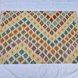 Handwoven Afghan Kilim Rug Geometric Wool Flatweave, Boho Decor - 5.5 X 3.8 Ft - thumbnail 2