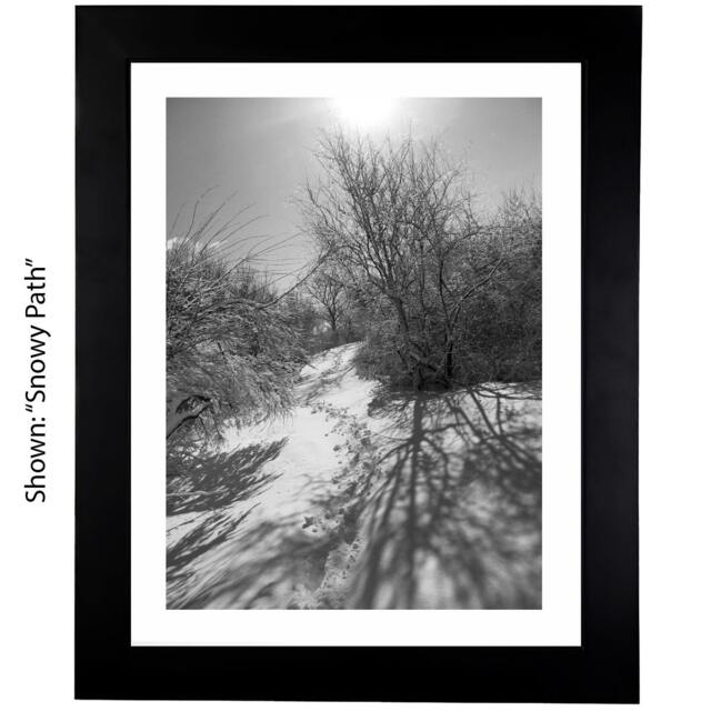 Winter Snow Path Framed Print, Black & White Nature Photography, Snowy Landscape Wall Art, Secret Paradise Decor - image 1