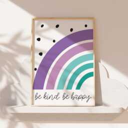 Set Of 3, Girls Bedroom Decor, Personalised, Playroom Prints, Purple, Rainbow Wall Art, Nursery - thumbnail 2