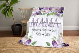 Christmas Blanket, Gift, Lavender Floral Style Personalized Mom Gift For Grandparent, Birthday Mom