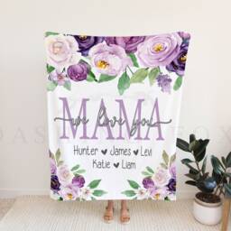 Christmas Blanket, Gift, Lavender Floral Style Personalized Mom Gift For Grandparent, Birthday Mom - thumbnail 2