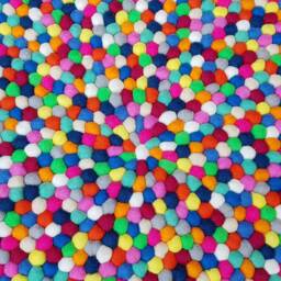 Bright Multicolored Felt Ball Rug Handmade Wool Rug - thumbnail 4