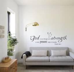 God Is Our Refuge & Strength - Inspirational Wall Sticker Contemporary Vinyl Decal Religeous - thumbnail 1