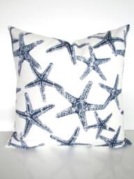Blue Coastal Pillow Covers Navy Pillows Starfish White Beach All Sizes Home Decor - thumbnail 1