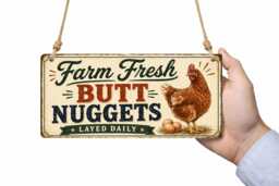 Farmhouse Chicken Metal Sign Humorous Hen Coop Kitchen Wall Decor Cpt127 - thumbnail 1