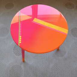 Abstract Resin Side Table, Pink Colorful Coffee Modern Boho Decor - thumbnail 2