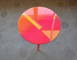 Abstract Resin Side Table, Pink Colorful Coffee Modern Boho Decor