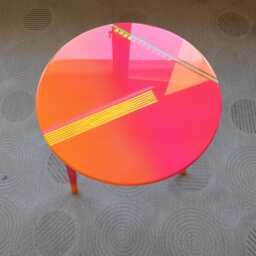 Abstract Resin Side Table, Pink Colorful Coffee Modern Boho Decor - thumbnail 3