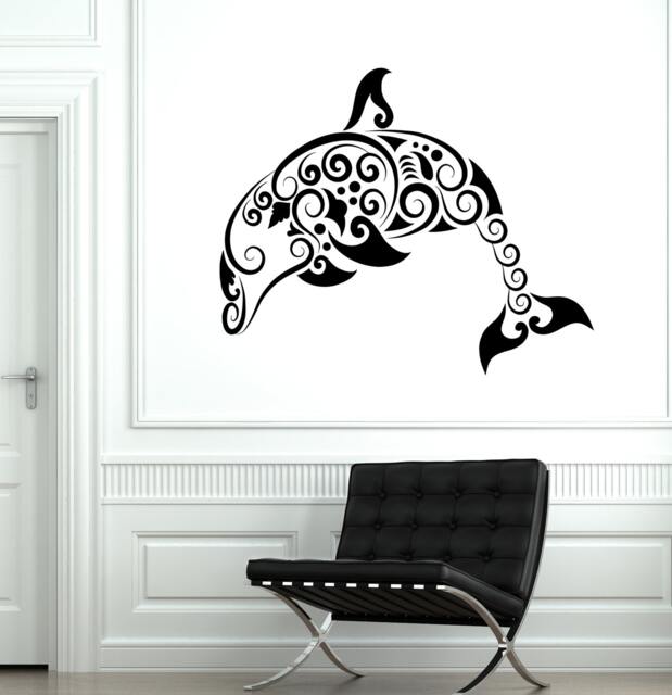 Wall Decal Dolphin Ocean Marine Sea Ornament Tribal Mural Vinyl 1702Dz - image 1