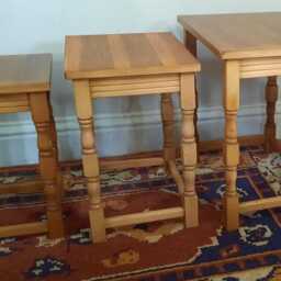 Modern Vintage Light Oak Nest Of Three Side Tables - thumbnail 3