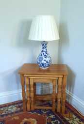 Modern Vintage Light Oak Nest Of Three Side Tables