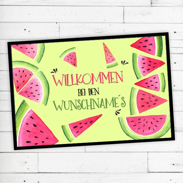 Dreckspatz?? Floor Mat Melon With Your Name Or Text Non-Slip - Washable High-Quality Outdoor Area Dirt Trap Door - image 1