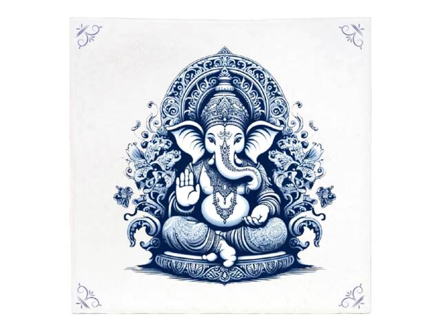 Ganesha, Tile, Delft Blue, Ganesh, Kitchen Bathroom Wall Art, Ceramic, Backsplash, Tiles, Home Deco, Housewarming - image 1