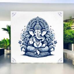 Ganesha, Tile, Delft Blue, Ganesh, Kitchen Bathroom Wall Art, Ceramic, Backsplash, Tiles, Home Deco, Housewarming - thumbnail 2