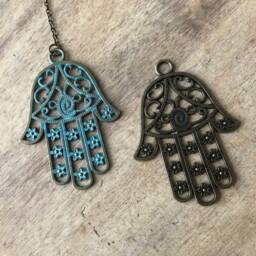 Hamsa Wall Decor, Housewarming Gift, Turquoise Pendant, Evil Eye Home Protection, Decor Judaica, Jewish Fatima Hand Art - thumbnail 2