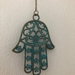 Hamsa Wall Decor, Housewarming Gift, Turquoise Pendant, Evil Eye Home Protection, Decor Judaica, Jewish Fatima Hand Art - thumbnail 4