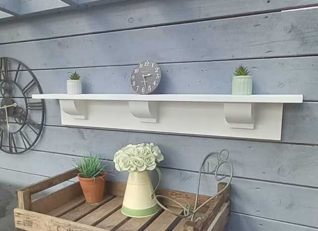 Wooden Mantel Shelf With Small Corbels Over Oven Fireplace Hallway Storage Bespoke Sizes Hand Painted - image 1