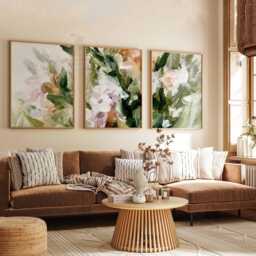 Set Of 3 Floral Posters, Colorful Botanical Wall Art Prints, Modern Flower Home Decor - thumbnail 2
