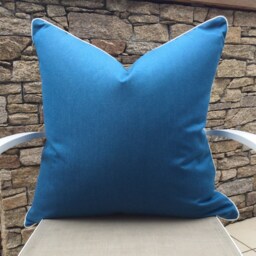Blue & White Striped Sunbrella Outdoor Cushion Cover - thumbnail 2