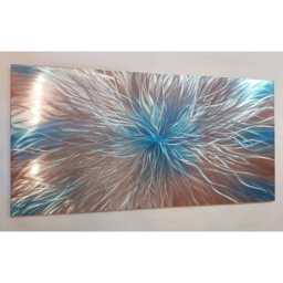 Nova. Modern Abstract Metal Wall Art, Copper, Teal & Silver. Indoor/Outdoor Decor - thumbnail 2