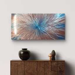 Nova. Modern Abstract Metal Wall Art, Copper, Teal & Silver. Indoor/Outdoor Decor