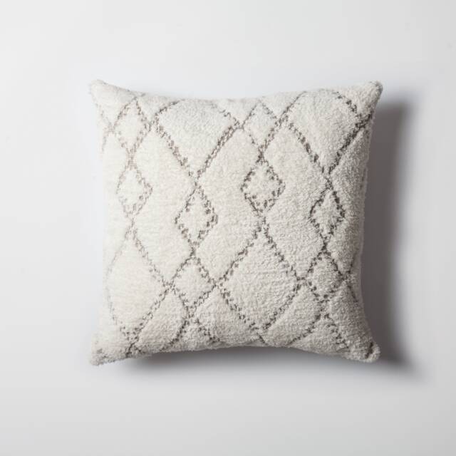 Tufted Diamond Throw Pillow Cover Off White Plush Woven Fabric - 18x18 Inch - image 1