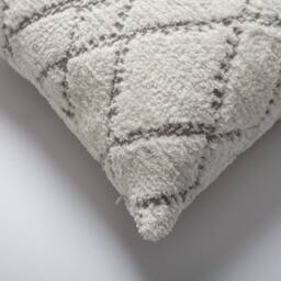 Tufted Diamond Throw Pillow Cover Off White Plush Woven Fabric - 18x18 Inch - thumbnail 3