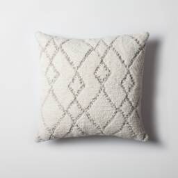 Tufted Diamond Throw Pillow Cover Off White Plush Woven Fabric - 18x18 Inch - thumbnail 1