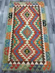 Classic Rug, Handmade Artisan Afghan Turkish Scandinavian Navajo Bohemian Wool Flatweave Multicolour Kilim Rug 171x98 cm - thumbnail 1