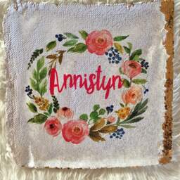 Flower Girl Gift, Sequin Pillow, Girls Babys Room Nursery Custom Baby Shower Gift - thumbnail 3