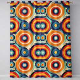 Abstract Concentric Circles Layered Rings Bold Color Seamless Pattern Readymade Eyelet Ring Top Thermal 100% Blackout Curtains - thumbnail 2
