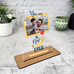 Gift For Dad The Best Ever Yellow Frame Photo Personalised Acrylic Plaque - Gift, Custom - thumbnail 1