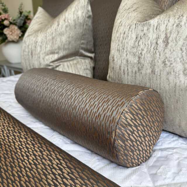 "Bronze Bolster Cushion, Cylinder Copper Pillow 16"" X 6" - image 1