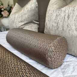 "Bronze Bolster Cushion, Cylinder Copper Pillow 16"" X 6"