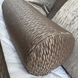 "Bronze Bolster Cushion, Cylinder Copper Pillow 16"" X 6" - thumbnail 2