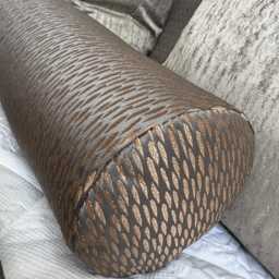 "Bronze Bolster Cushion, Cylinder Copper Pillow 16"" X 6" - thumbnail 3